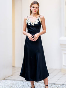 Silk Slip Dress with Lace Detail