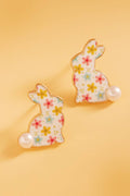 Easter Bunny Enamel Pattern Titanium Post Earrings
