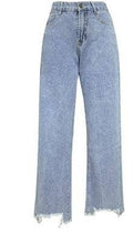 Loose fringed straight jeans trousers