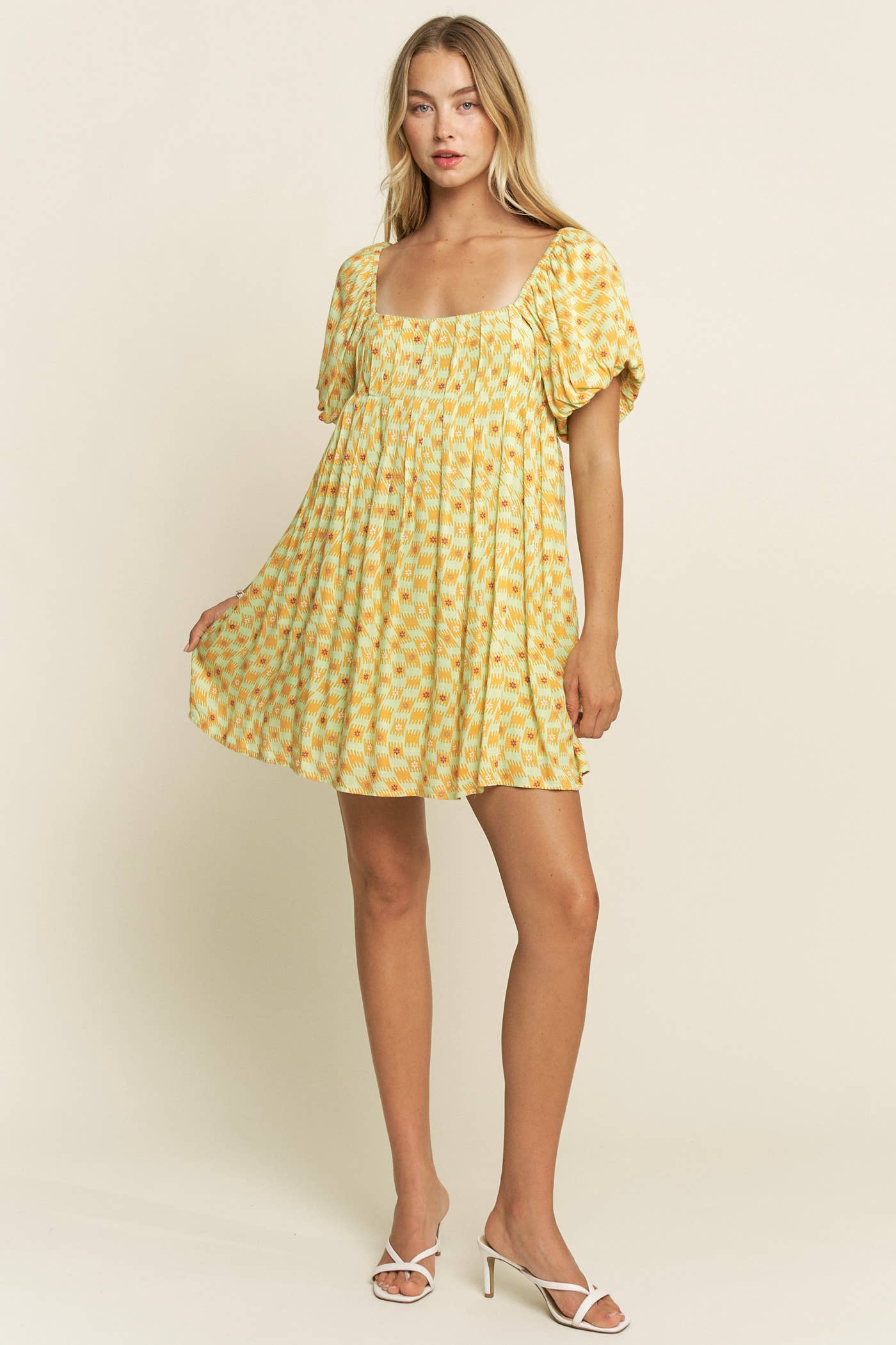 PUFF SLEEVE MINI DRESS