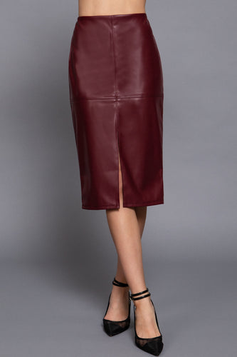 Midi Faux Leather Skirt