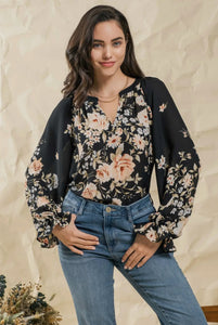 Floral bishop sleeve top