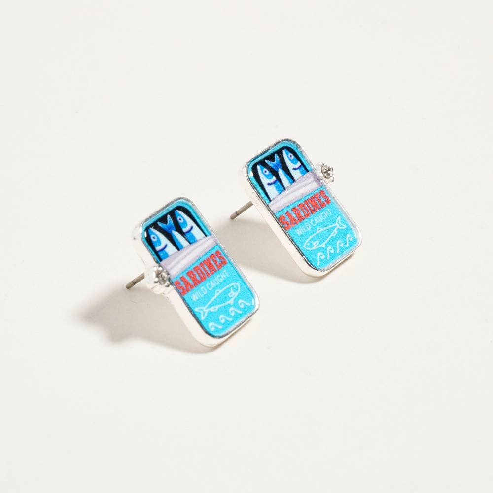 Canned Sardines Rhinestone Post Earrings