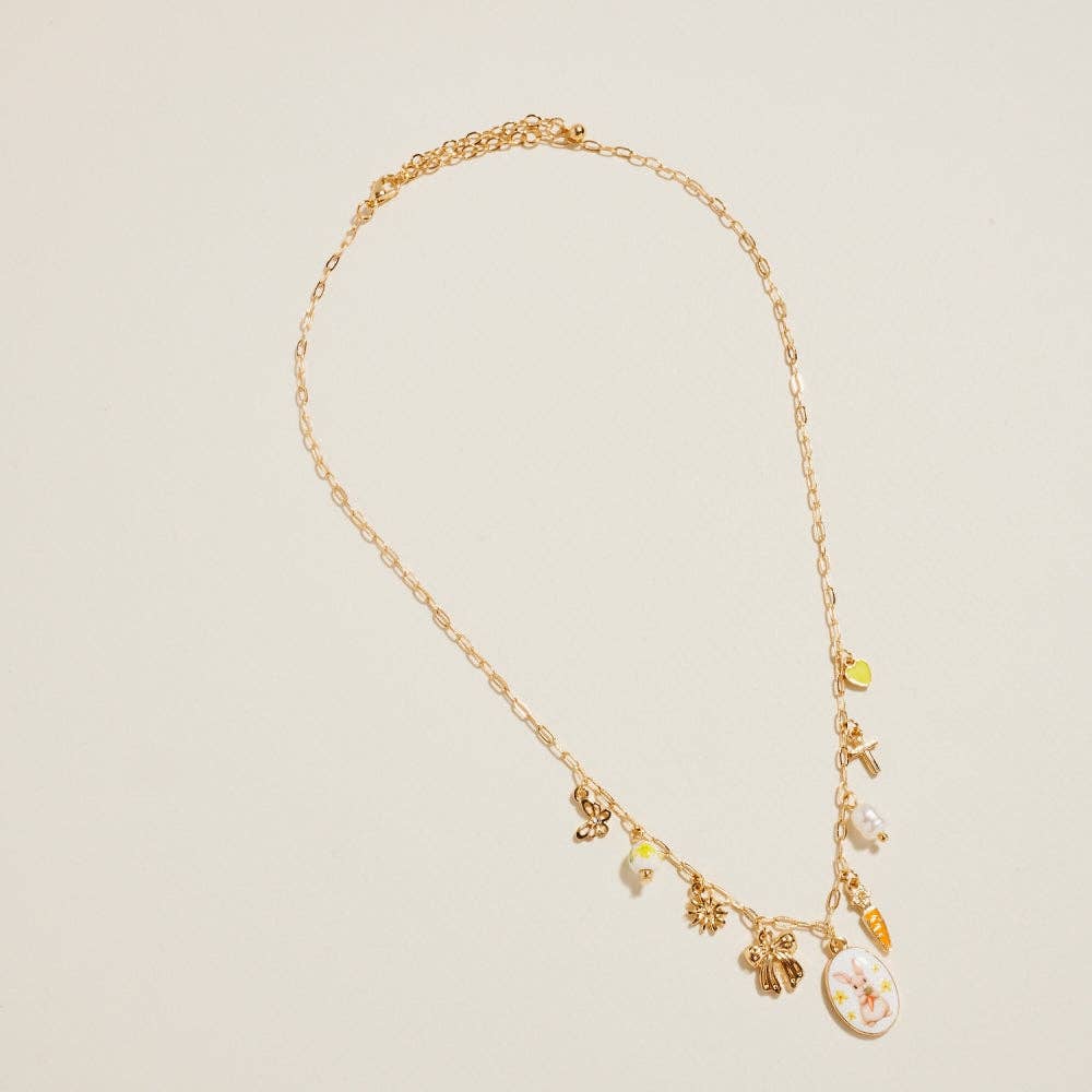 18 Inch Easter Bunny Enamel Charms Chain Necklace