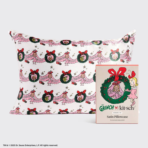 The Grinch x Kitsch Satin Pillowcase in Cindy Lou Who