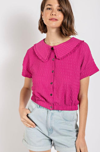 Berry Collared Button Down