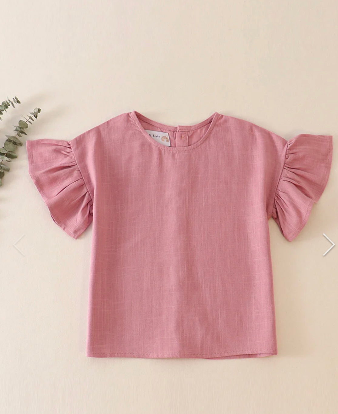Girls Linen Ruffle Top