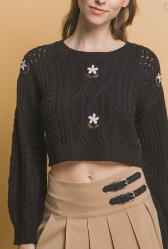 Floral Cropped Sweater