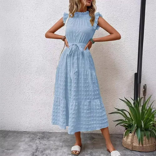 Light Blue Tie Waist Dress