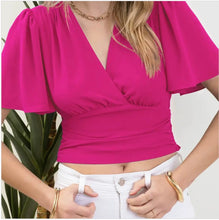 Load image into Gallery viewer, Flounce Sleeve Wrap Top
