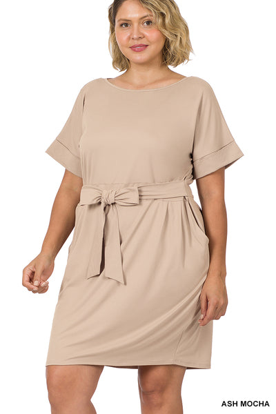 Ash Mocha Front Tie Dress