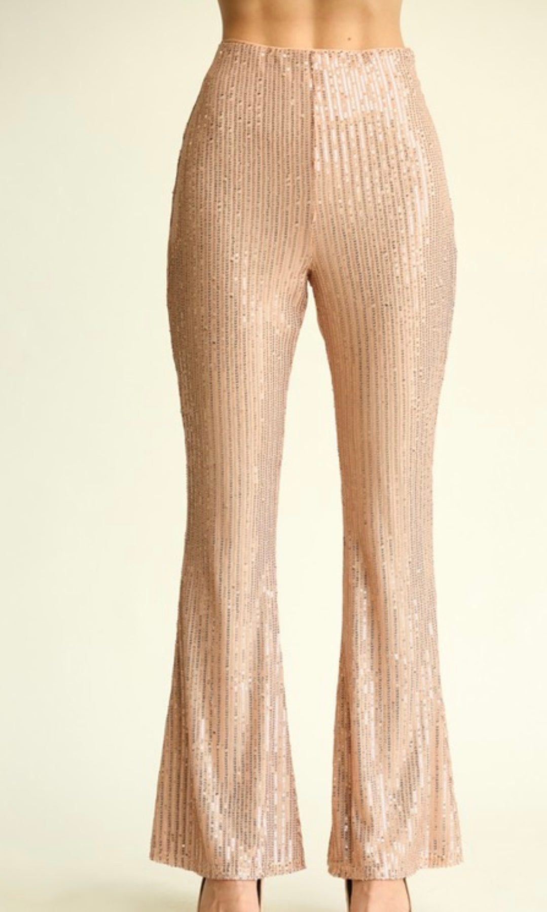 Champagne Sequin Flare Pants