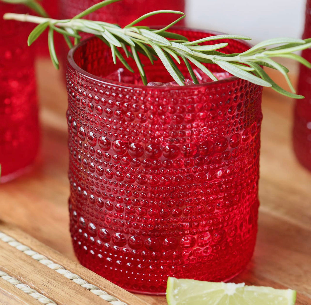 Red Textured Glass Cup
