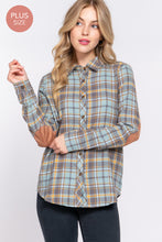 Load image into Gallery viewer, Plaid Patched Sleeve Top