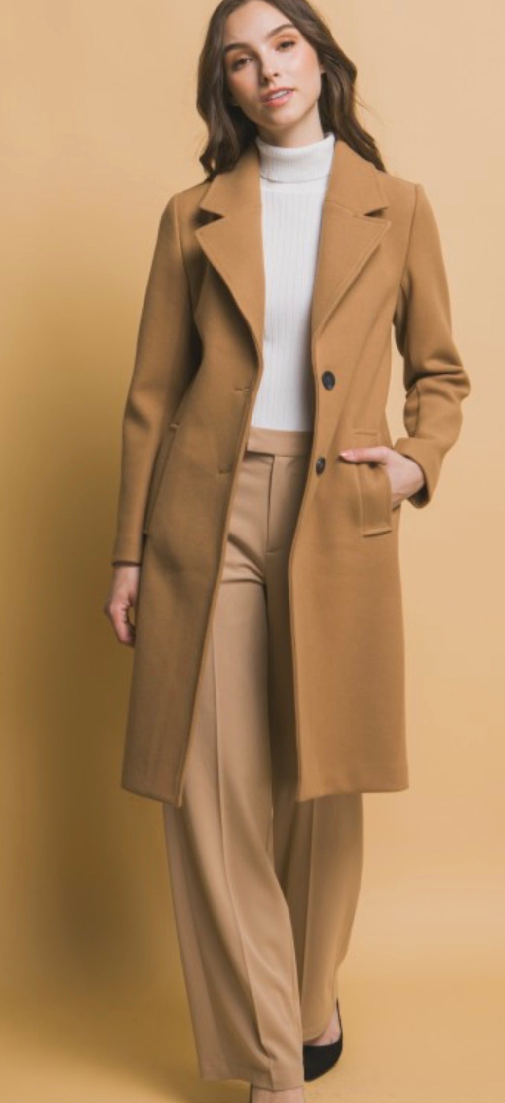 Longline Notch Lapel Coat