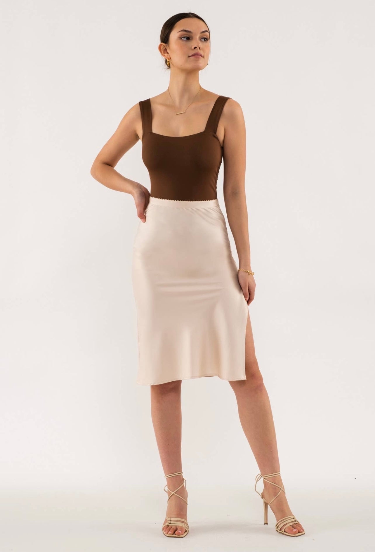Champagne Satin Skirt