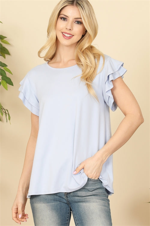 Blue Layered Sleeve Top