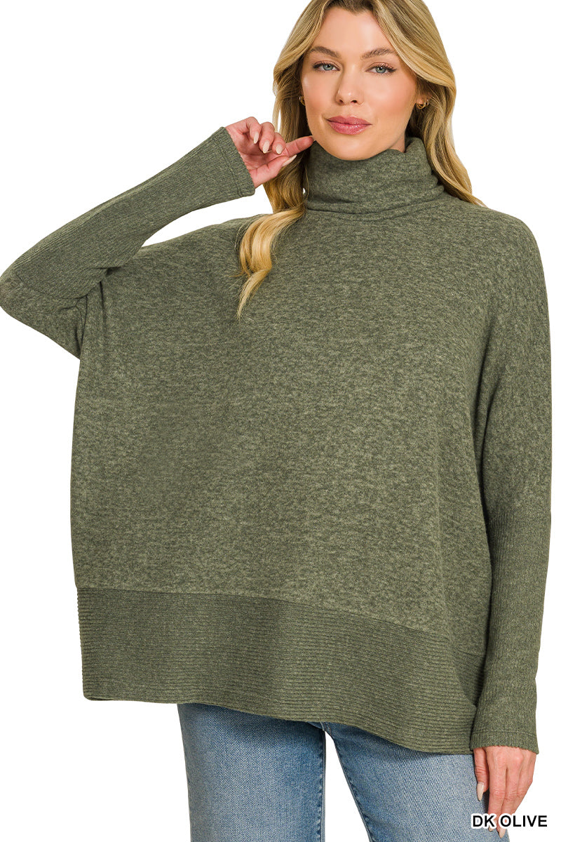 Brushed Melange Hacci Turtleneck Sweater