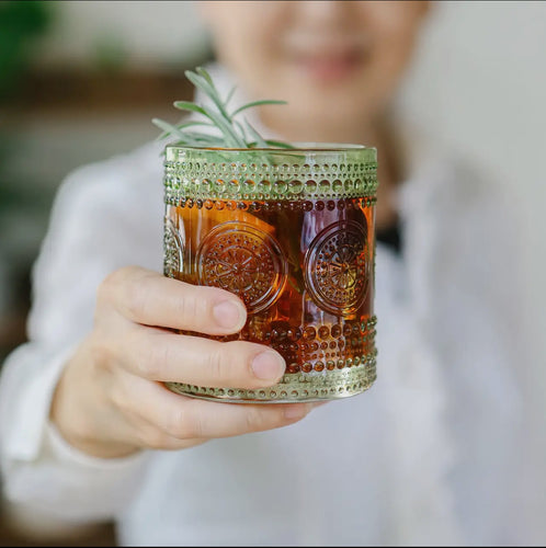 Green Beaded Drinking Glasses