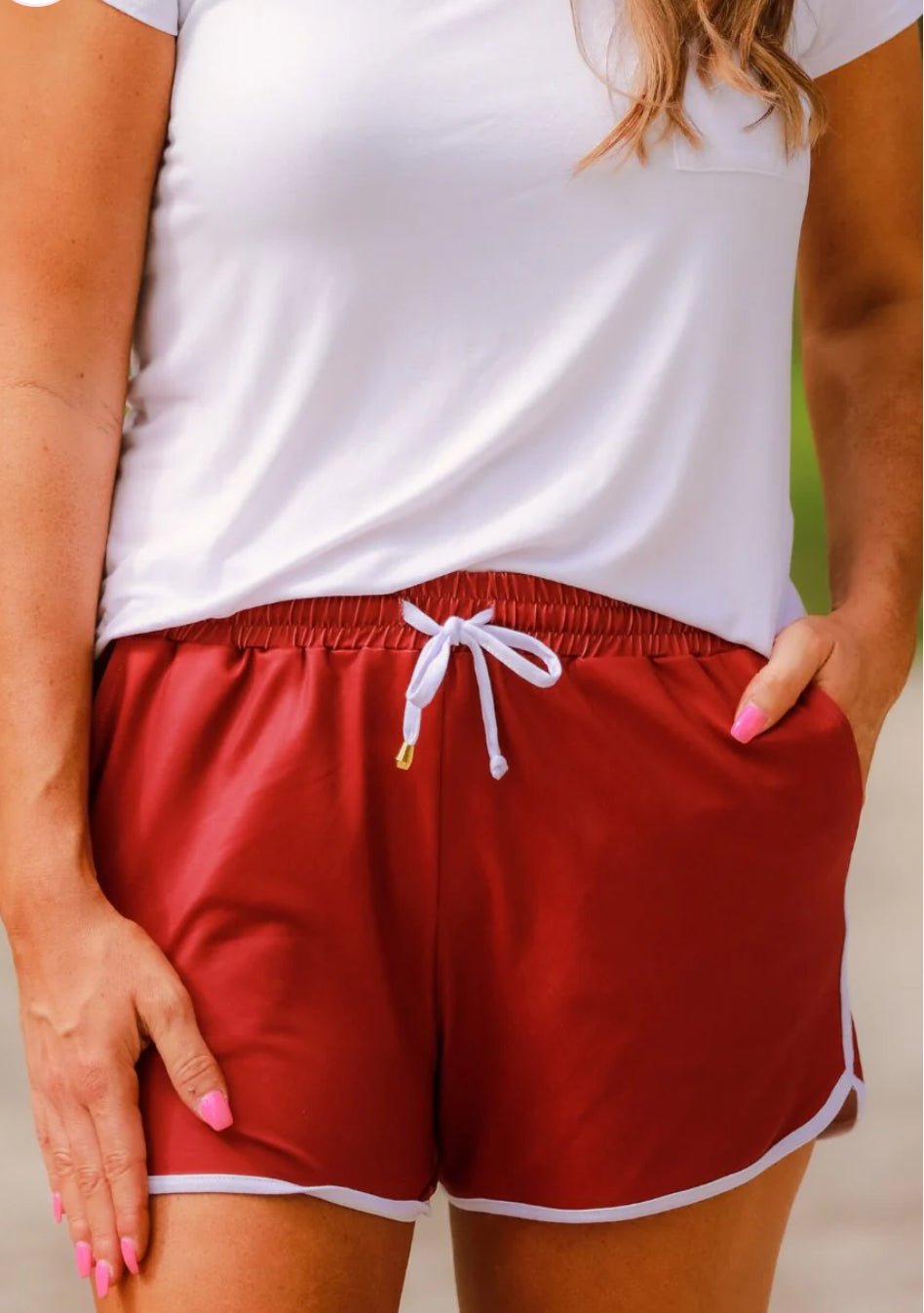 Maroon and White Shorts