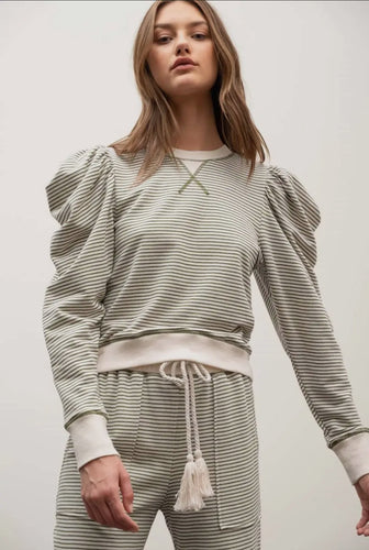 Striped Puff Sleeve Top