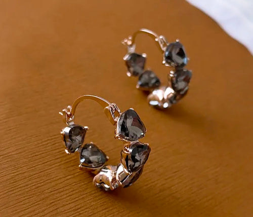 Black Heart Hoop Earrings