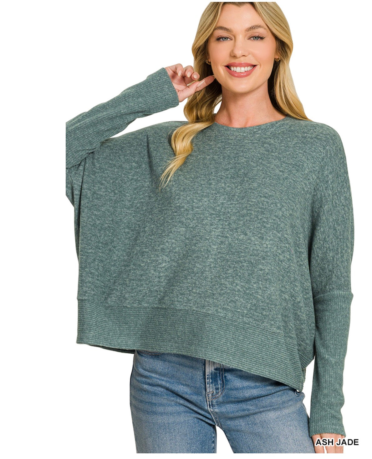 Brushed Melange Hacci Dolman Sleeve Sweater