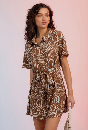 Marble Print Shirt Dress