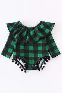 Green Plaid Baby Romper