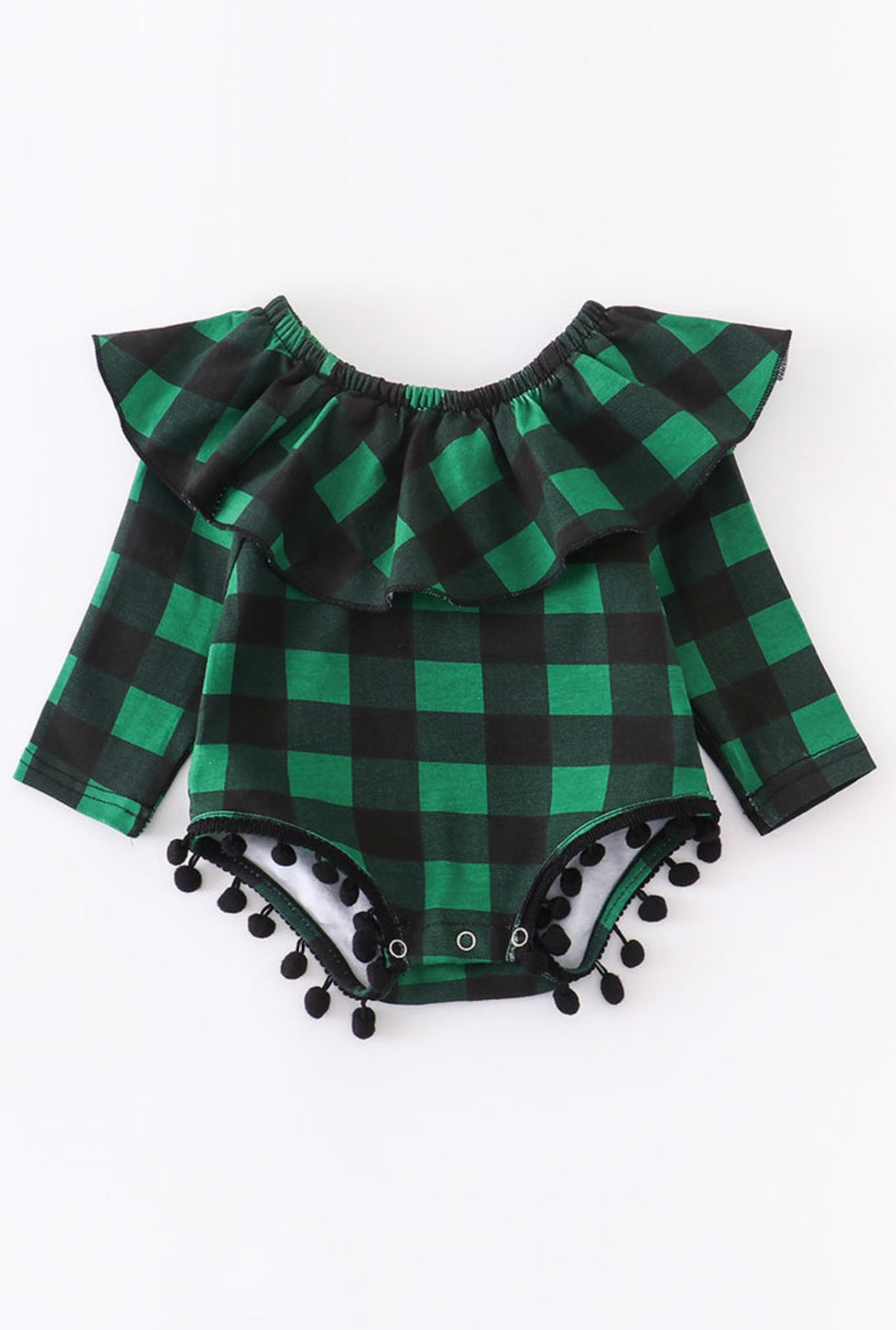 Green Plaid Baby Romper