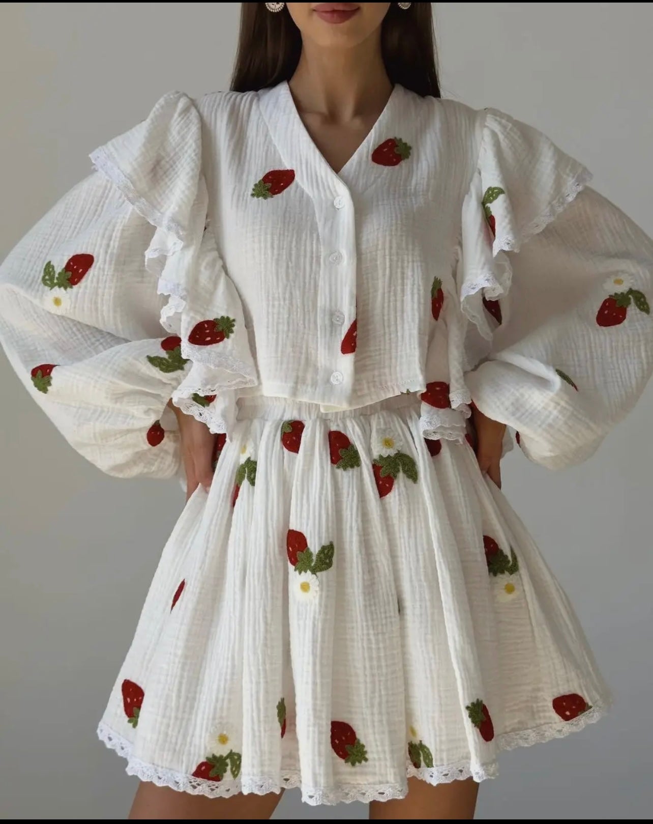 Strawberry Ruffle Top