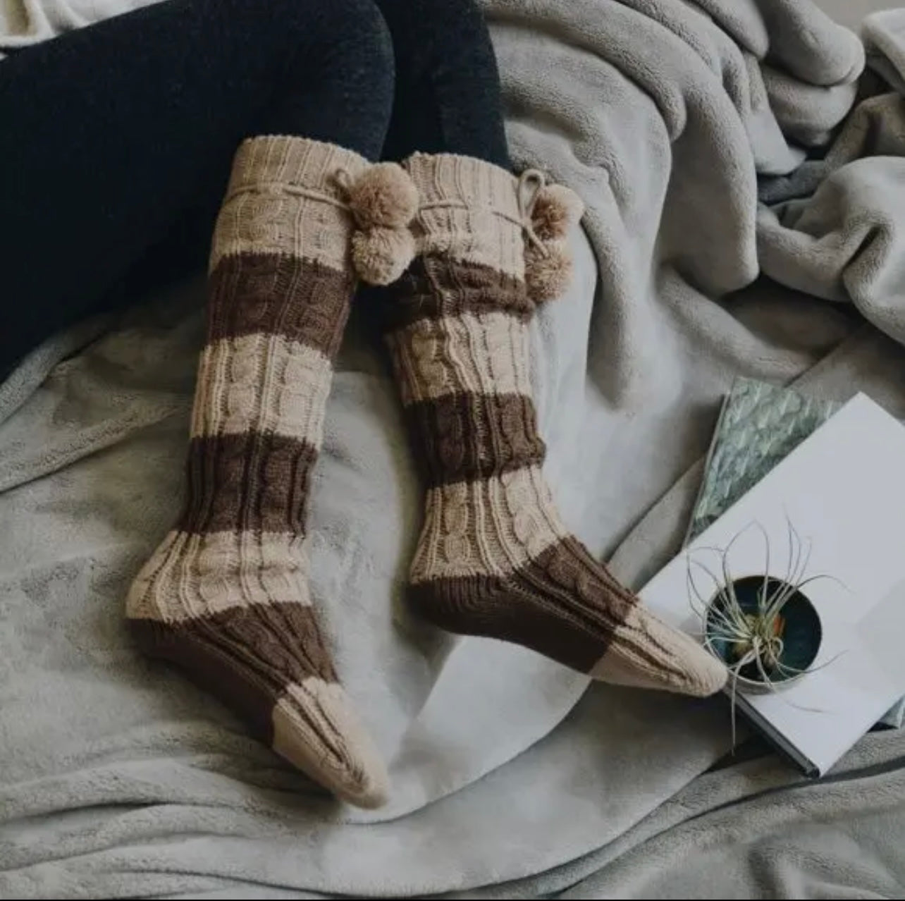 Knee High Pom Pom Socks