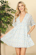 Blue Floral Mini Dress