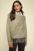 Multi Stripe Fringe Sweater