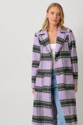 Fuzzy Plaid Coat