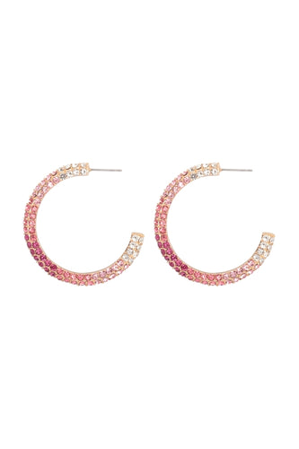 Pave Pink Crystal Hoops