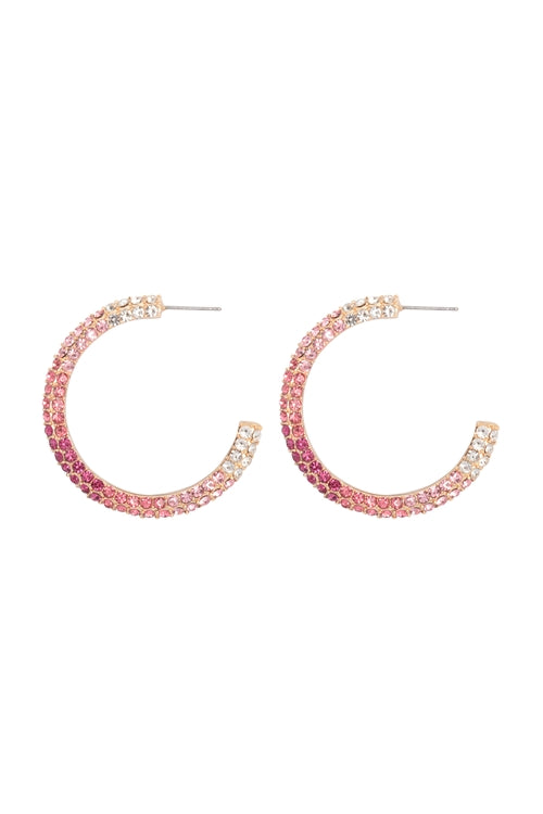 Pave Pink Crystal Hoops