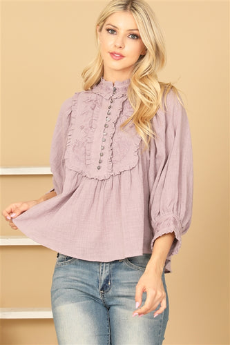 Lavender Puff Sleeve Top