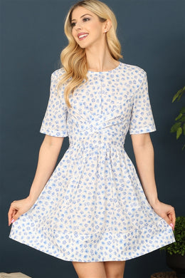 Blue and White Floral Dress