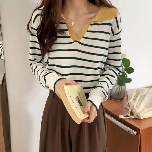 Stripe Top with Collar