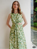 Spring Floral Cut-Out Mid-Length Dress