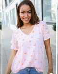 Pink Ditsy Floral Lined Top