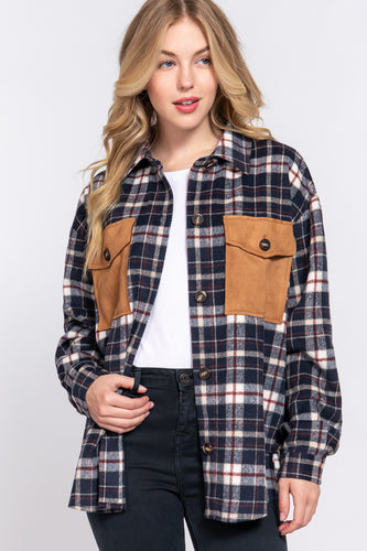 Navy and Burgundy Shacket