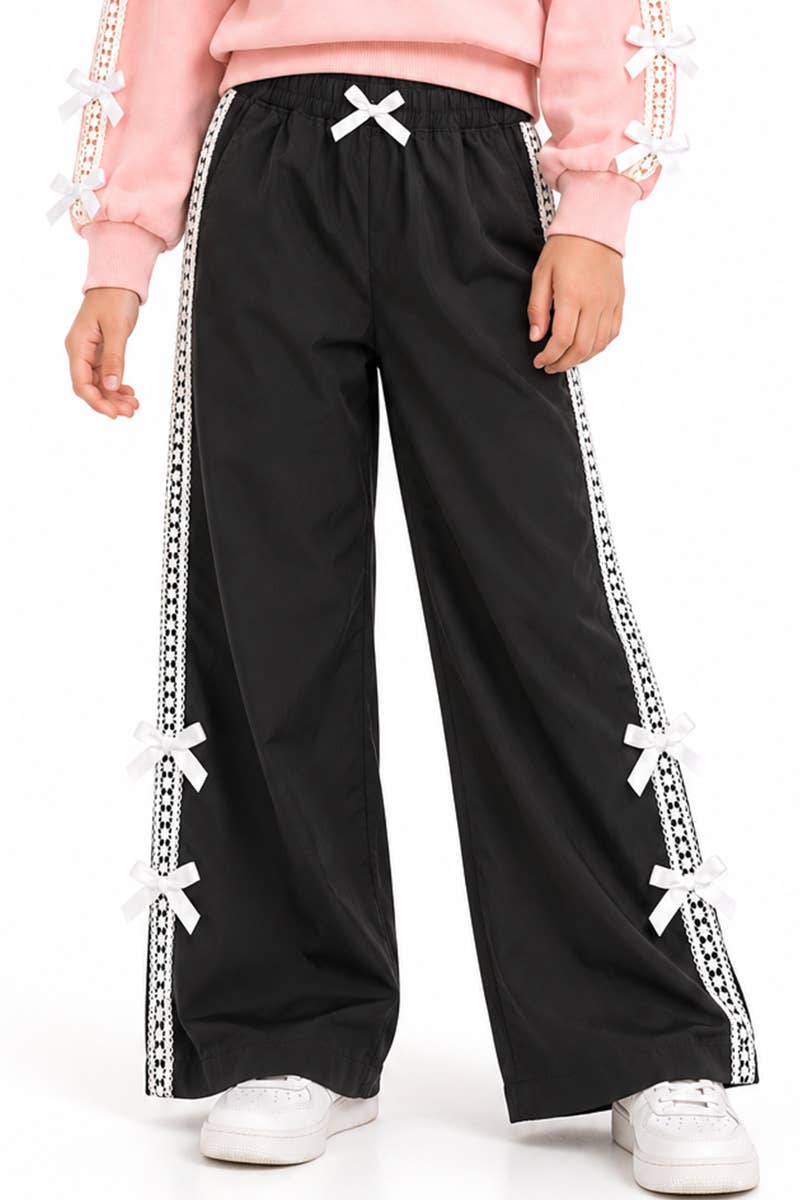 Girl's Nylon Activewear Pant w/Bow &Crotchet