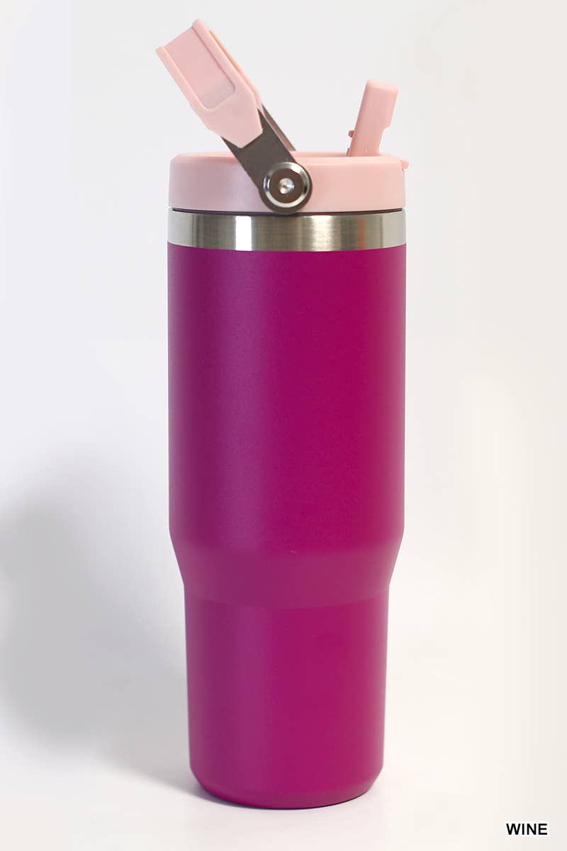 30OZ STAINLESS STEEL FLIP STRAW TUMBLER