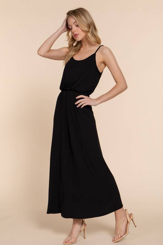 Waist Elastic Midi Cami Knit Dress