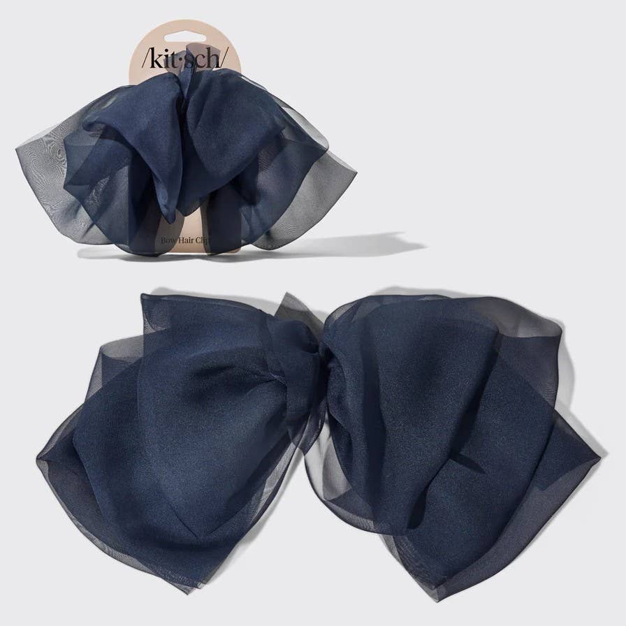 Chiffon Bow Hair Clip - Blue Orchid