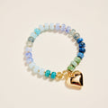 7.25 In Marbled Beaded Puffy Heart Charm Bracelet