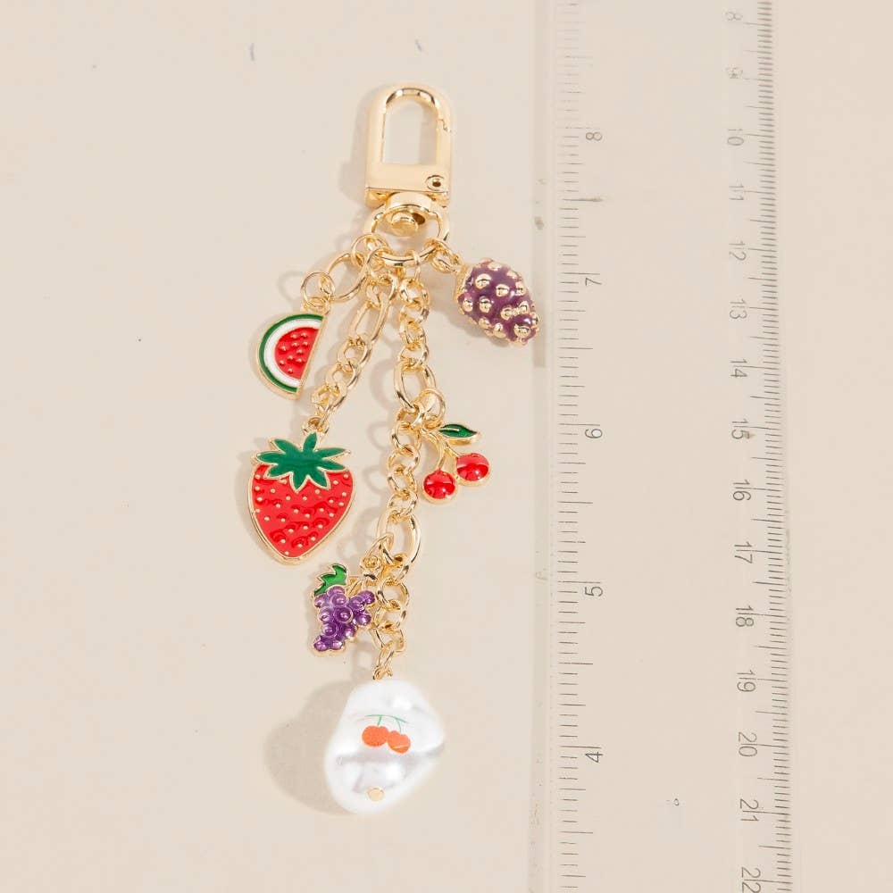 Enamel Strawberry Watermelon Cherry Pearl Bag Charms