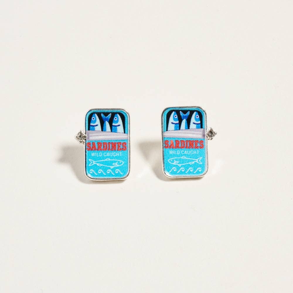 Canned Sardines Rhinestone Post Earrings